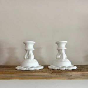 Westmoreland milk glass candlesticks set of 2